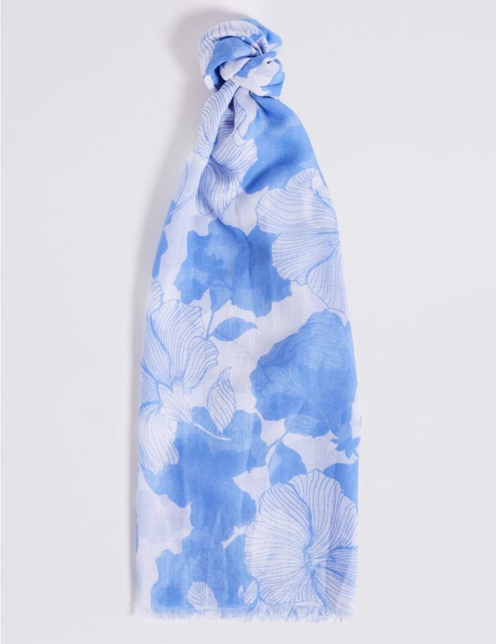 Marks & Spencer Floral Print Scarf Blue