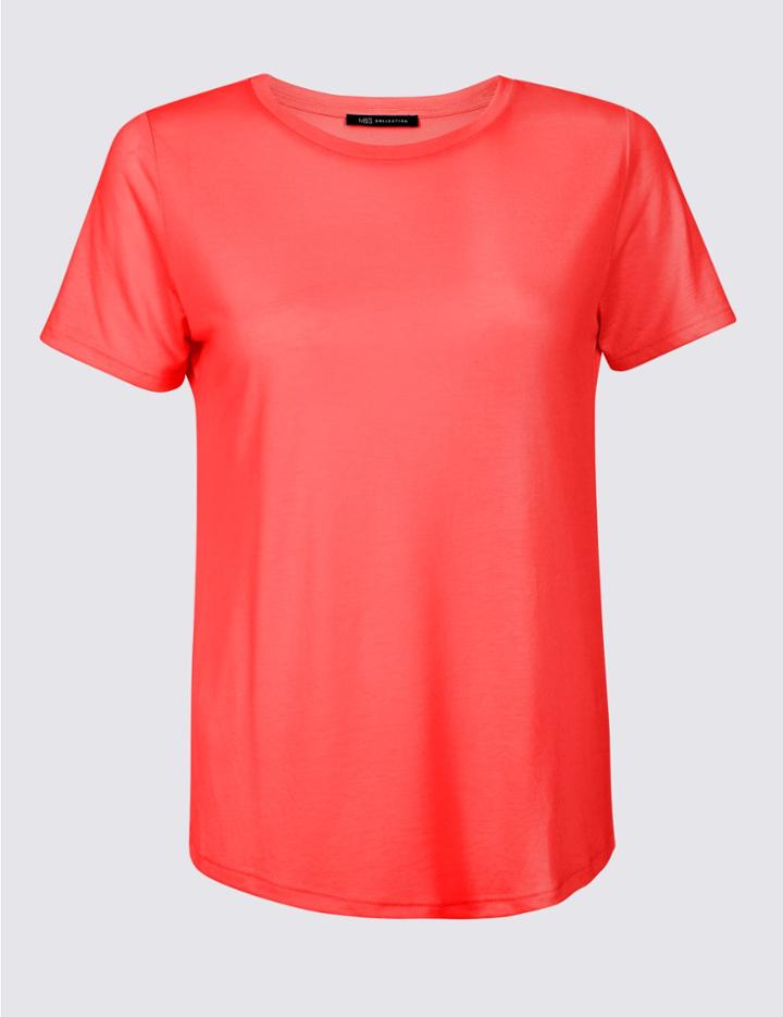 Marks & Spencer Round Neck Short Sleeve T-shirt Flame
