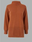 Marks & Spencer Pure Cashmere Stepped Hem Jumper Tan
