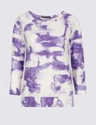 Marks & Spencer Printed Raglan Round Neck Long Sleeve Top Ivory Mix
