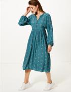 Marks & Spencer Floral Midi Relaxed Dress Teal Mix