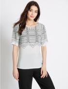 Marks & Spencer Printed Half Sleeve Shell Top Ivory Mix