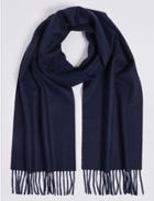 Marks & Spencer Pure Cashmere Woven Scarf Navy