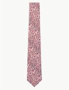 Marks & Spencer Luxury Silk William Morris Willow Print Tie Burgundy Mix