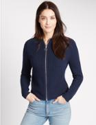 Marks & Spencer Pure Cotton Ribbed Cardigan Navy