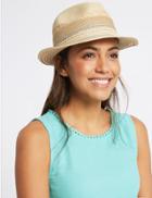 Marks & Spencer Metallic Trim Trilby Hat Natural Mix