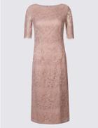 Marks & Spencer Cotton Rich Floral Lace Shift Dress Blush Pink