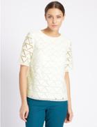 Marks & Spencer Lace Round Neck Half Sleeve Shell Top Ivory Mix