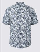 Marks & Spencer Pure Cotton Printed Shirt Navy