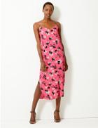 Marks & Spencer Floral Print Slip Midi Dress Pink Mix