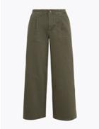 Marks & Spencer High Waist Wide Leg Cropped Jeans Light Khaki