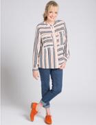 Marks & Spencer Striped Long Sleeve Shirt Cream Mix