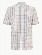 Marks & Spencer Pure Cotton Checked Shirt Yellow