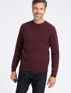 Marks & Spencer Merino Cable Knit Jumper With Yak Burgundy