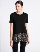 Marks & Spencer Cotton Rich Printed Short Sleeve T-shirt Black