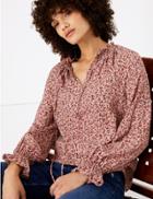 Marks & Spencer Ditsy Print Relaxed Fit Blouse Pink Mix