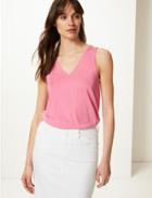 Marks & Spencer Textured V-neck Vest Top Pink