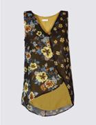 Marks & Spencer Floral Print Block V-neck Vest Top Navy Mix