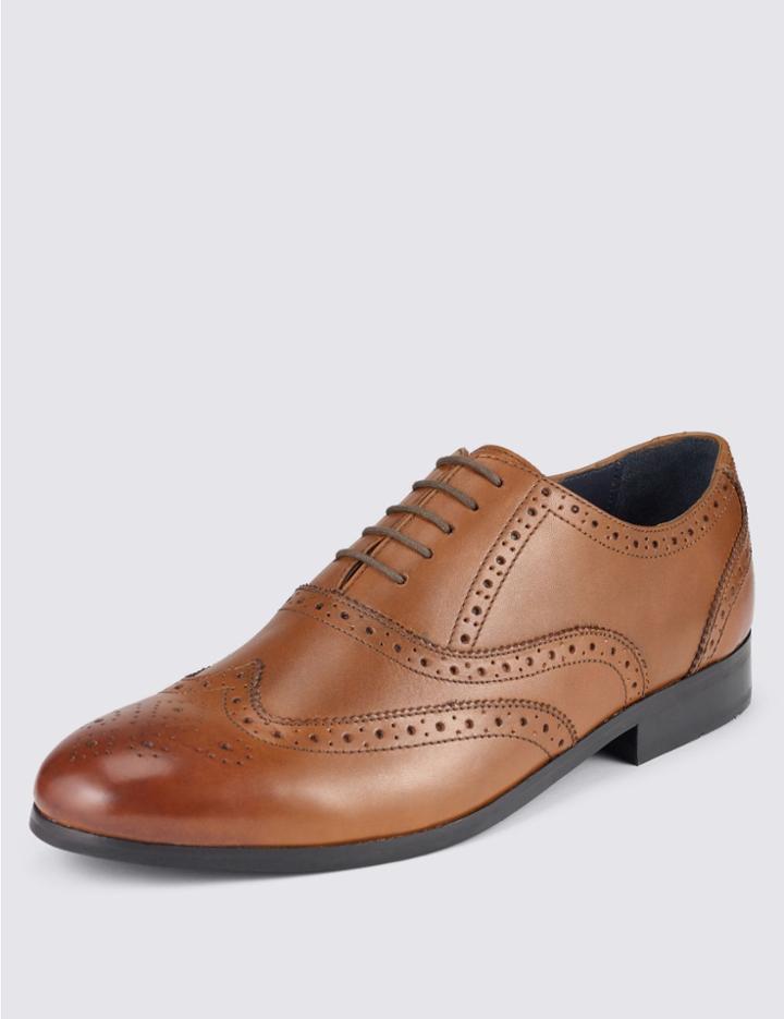 Marks & Spencer Leather Oxford Brogue Shoes Tan