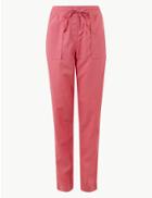 Marks & Spencer Tapered Leg Ankle Grazer Peg Trousers Pink Mix