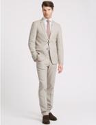 Marks & Spencer Linen Miracle Slim Fit Textured Jacket Neutral