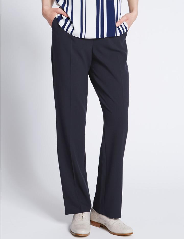 Marks & Spencer Slant Pocket Standard Straight Leg Trousers Navy