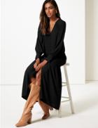 Marks & Spencer Long Sleeve Shirt Maxi Dress Black