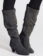 Marks & Spencer Leather Ruched Knee High Boots Grey