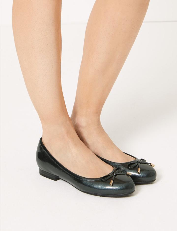 Marks & Spencer Leather Bow Detailed Pumps Light Steel Blue