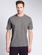 Marks & Spencer Pure Cotton Regular Fit T-shirt With Staynew&trade; Grey Marl