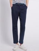 Marks & Spencer Roma Rise Cotton Rich Straight Leg Chinos Navy