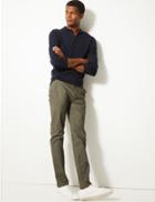 Marks & Spencer Skinny Fit Chinos With Stretch Washed Green