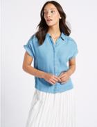 Marks & Spencer Crop & Boxy Short Sleeve Shirt Denim
