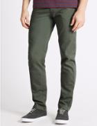 Marks & Spencer Slim Fit Pure Cotton Chinos Washed Green