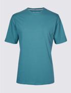 Marks & Spencer Pure Cotton Regular Fit T-shirt With Staynew&trade; Petrol Green