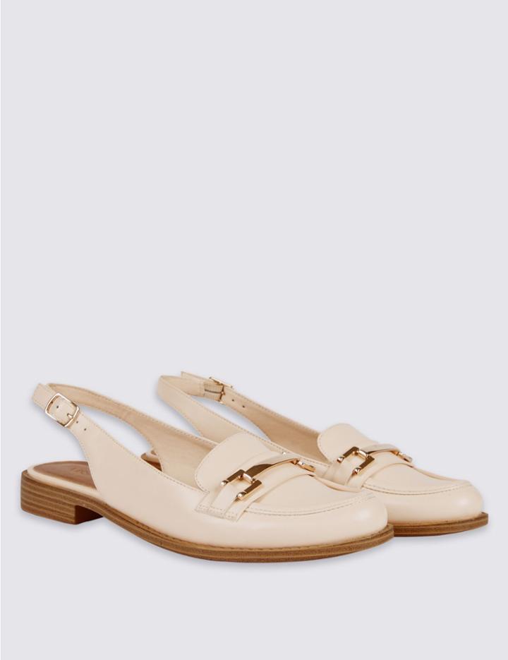 Marks & Spencer Block Heel Slingback Loafers Ecru