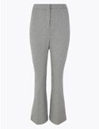 Marks & Spencer Cotton Rich Checked 7/8th Trousers Black Mix