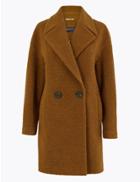 Marks & Spencer Boucl Double Breasted Coat Tan
