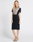 Marks & Spencer Colour Block Shift Midi Dress Navy Mix