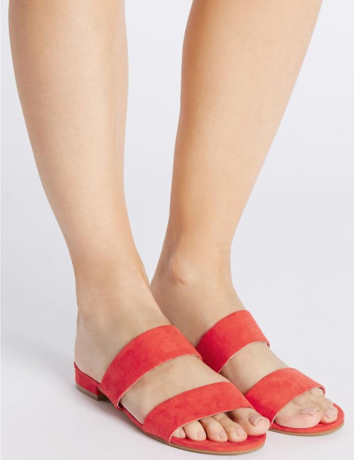 Marks & Spencer Two Band Mule Sandals Flame