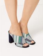 Marks & Spencer Striped Mule Sandals Blue Mix