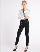 Marks & Spencer Zipped Pocket Skinny Leg Trousers Black