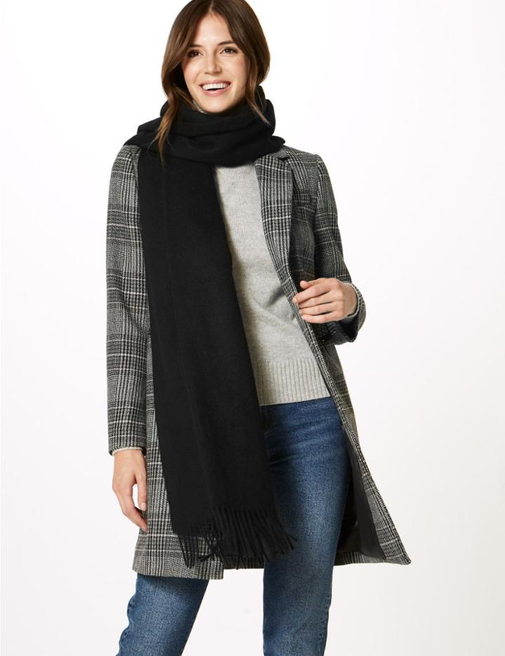 Marks & Spencer Scarf With Wool Black