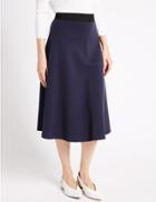 Marks & Spencer Pure Cotton Midi Skirt Navy Mix