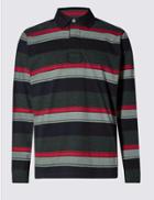 Marks & Spencer Pure Cotton Striped Rugby Top Red Mix