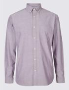 Marks & Spencer Pure Cotton Plain Oxford Shirt Dark Lilac