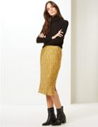 Marks & Spencer Animal Print Slip Midi Skirt Yellow Mix