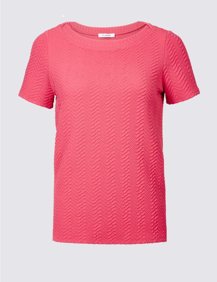 Marks & Spencer Ripple Textured Short Sleeve T-shirt Pink