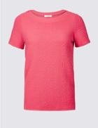Marks & Spencer Ripple Textured Short Sleeve T-shirt Pink