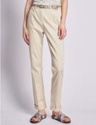 Marks & Spencer Roma Rise Cotton Rich Straight Leg Chinos With Belt Stone